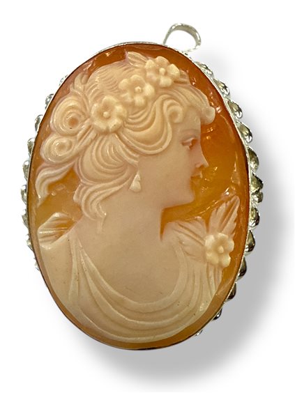 Brooch Mandile 1922 Woman Cammei  in Silver Conchiglia 2MSPC20 - 2MSPC20